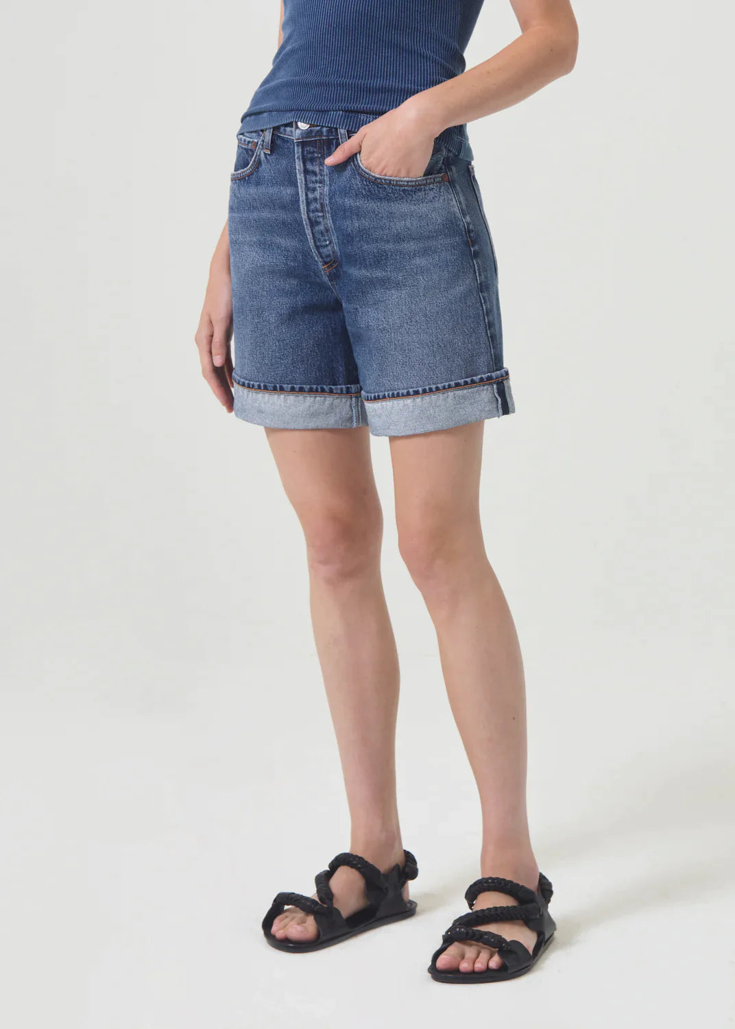 Dame Relax Cuff Short, , Denim, agolde-dame-relax-cuff-short-dk-ind, Color:Control, new womens, regular price, shorts, Size:23, Size:24, Size:25, Size:26, Size:27, Size:28, Size:29, Size:30, Size:31, ss24, Type:Denim, Type:SHORTS, Vendor:AGOLDE, womens, PLENTY