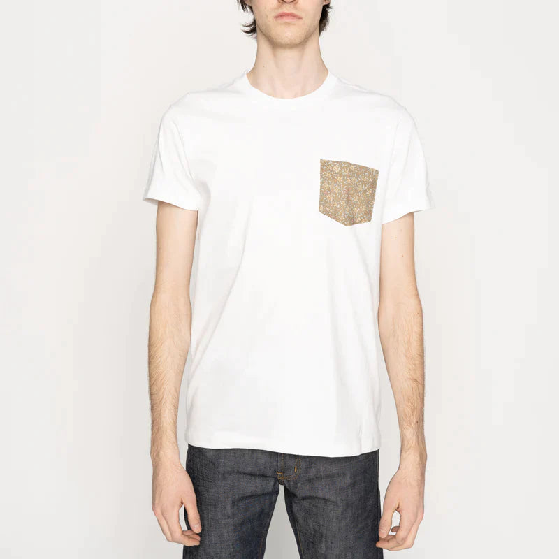 Pocket Tee - Bell Flowers, , m tops, naked-famous-pocket-tee-bell-flowers, Color:White, m tees, mens, new mens, regular price, Size:L, Size:M, Size:S, Size:XL, Size:XXL, ss24, Type:m tops, Vendor:NAKED & FAMOUS, PLENTY