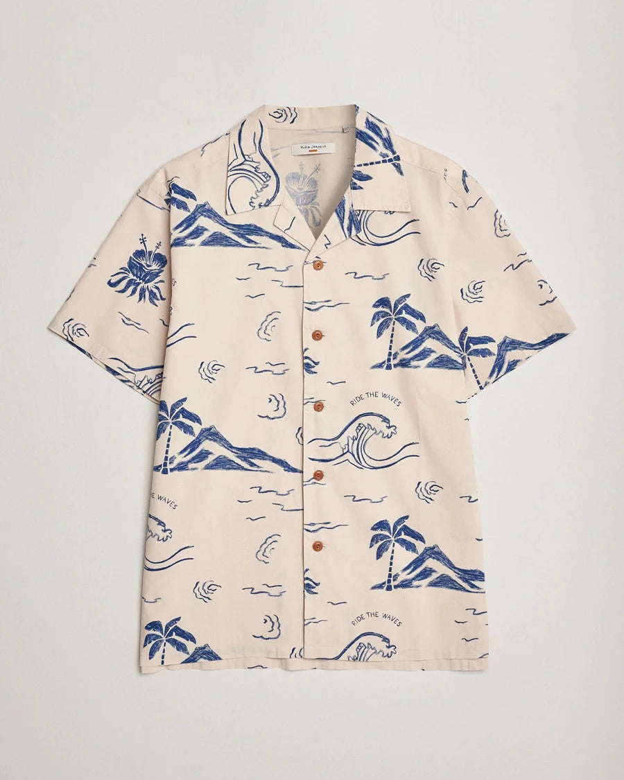 Arvid Waves Hawaii Shirt, , m tops, nudie-arvid-waves-hawaii-shirt, Color:Ecru, m button downs, mens, new mens, regular price, Size:L, Size:M, Size:S, Size:XL, ss24, Type:m tops, Vendor:Nudie, PLENTY