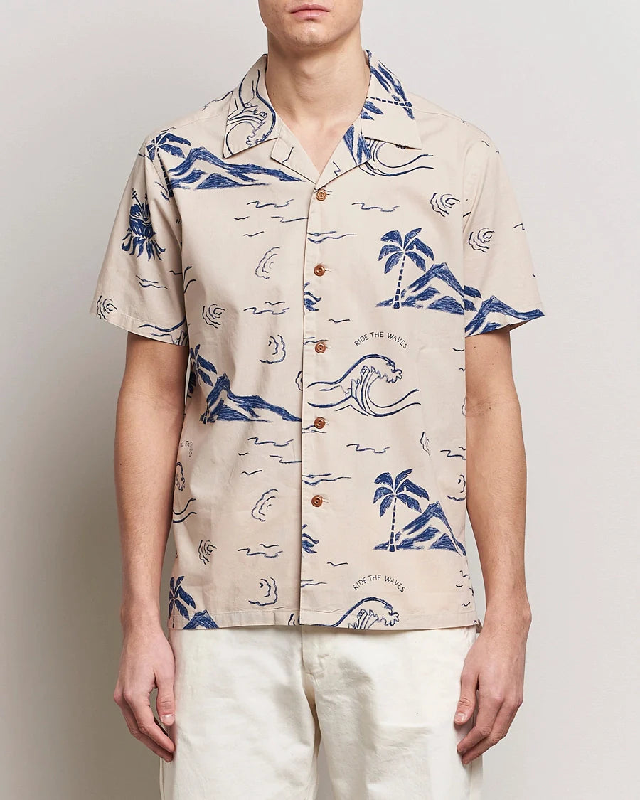 Arvid Waves Hawaii Shirt, , m tops, nudie-arvid-waves-hawaii-shirt, Color:Ecru, m button downs, mens, new mens, regular price, Size:L, Size:M, Size:S, Size:XL, ss24, Type:m tops, Vendor:Nudie, PLENTY