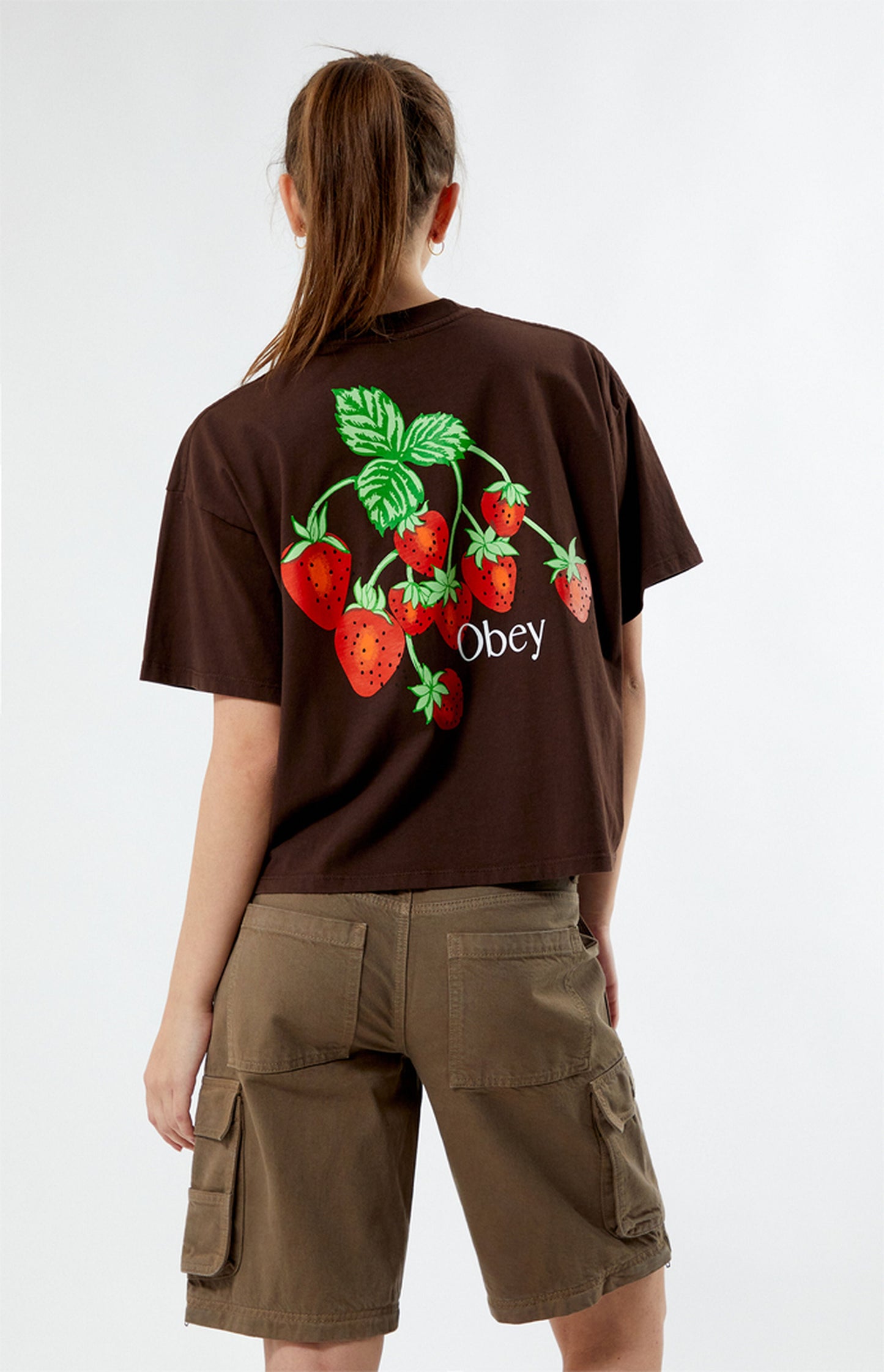 Strawberry Bunch Tee, , TOPS, obey-strawberry-bunch-tee, Color:JAVA BROWN, new womens, regular price, Size:L, Size:M, Size:S, Size:XL, Size:XS, ss24, tees, Type:SHORT SLEEVE SHIRTS, Vendor:Obey, womens, PLENTY